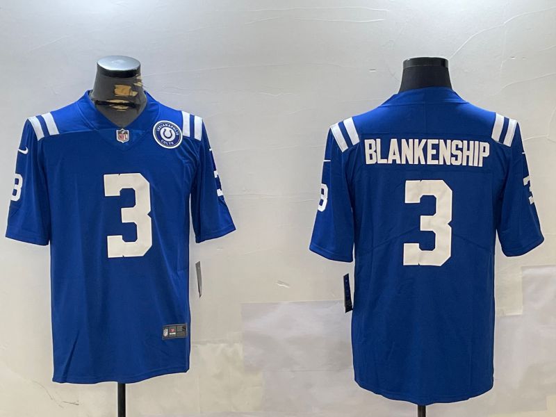 Men Indianapolis Colts 3 Blankenship Blue Second generation 2024 Nike Limited NFL Jersey style 2